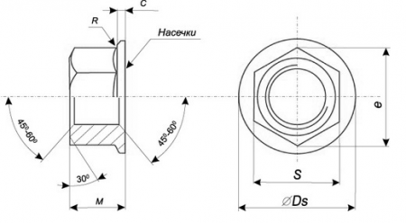 Гайка с фланцем DIN 6923