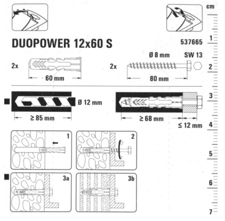 Универсальный дюбель DSKB c саморезом шест.головка DUOPOWER SK SH